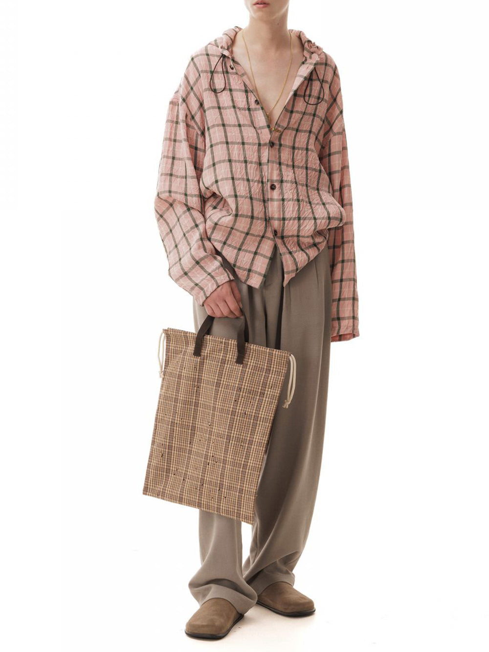 LC23-HOODED CHECK SHIRT-