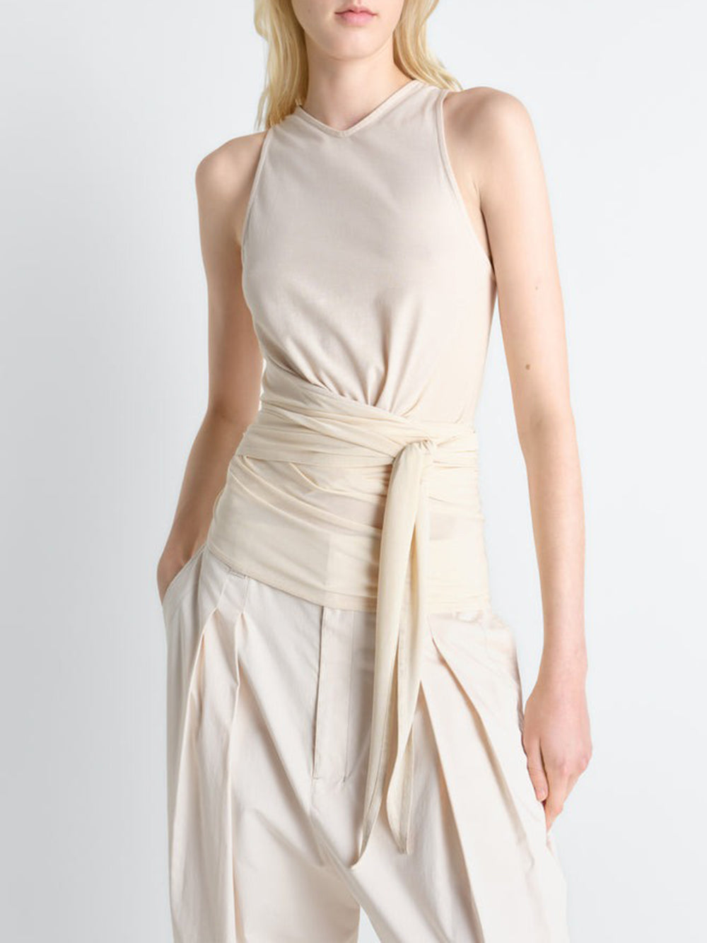 LEMAIRE-SLEEVELESS WRAP TOP-