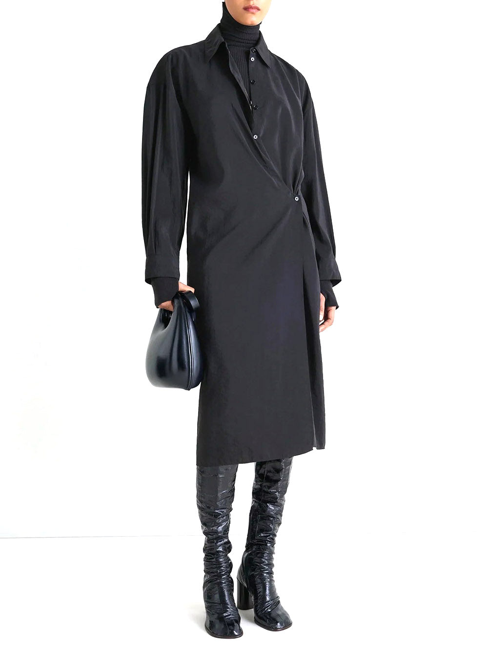 LEMAIRE-STRAIGHT COLLAR TWISTED DRESS-