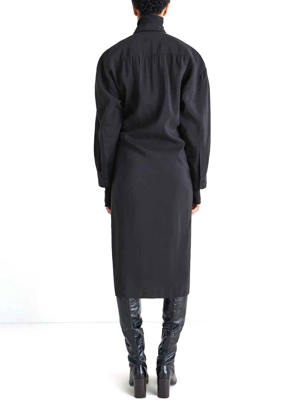 LEMAIRE-STRAIGHT COLLAR TWISTED DRESS-