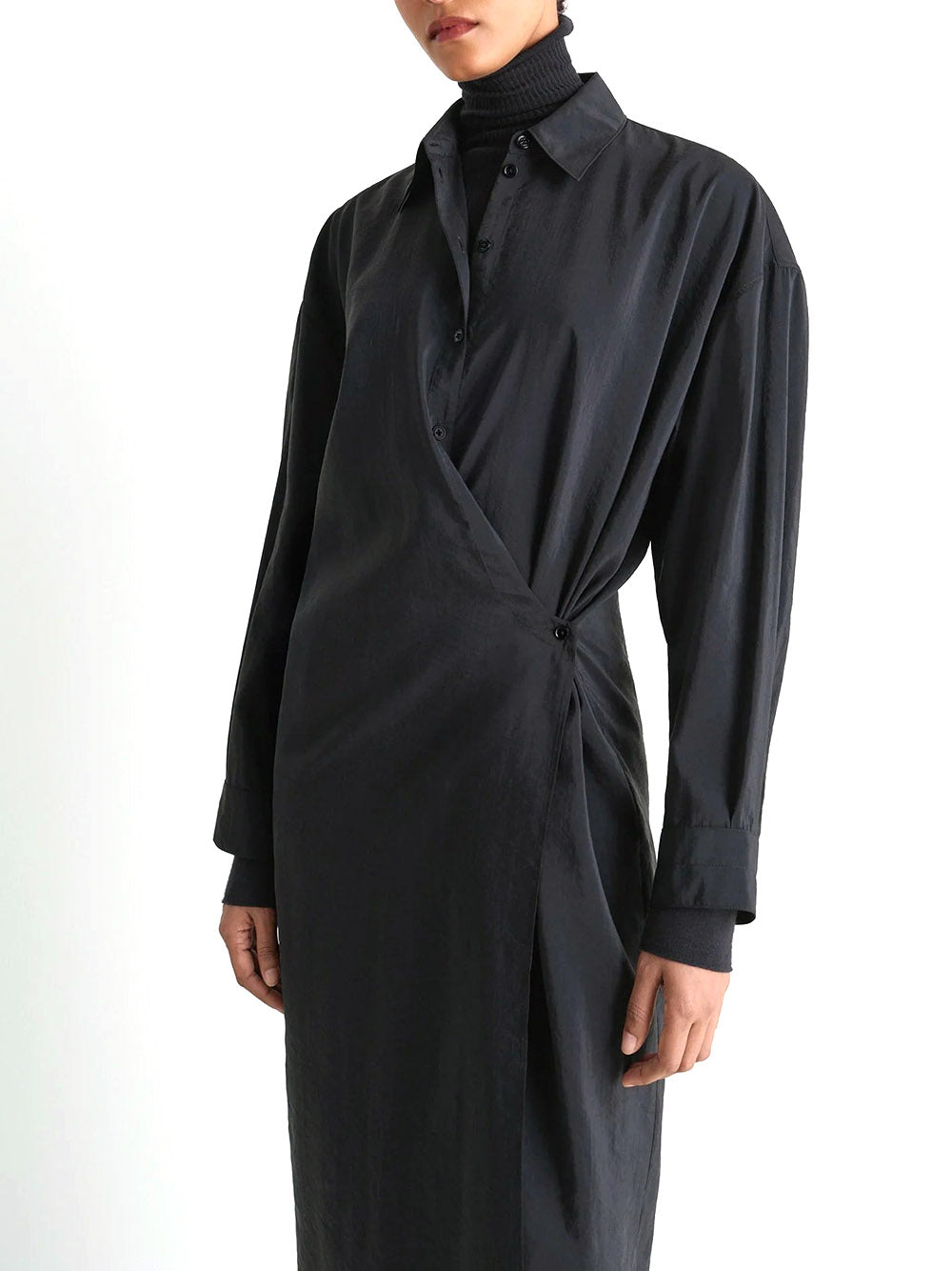 LEMAIRE-STRAIGHT COLLAR TWISTED DRESS-