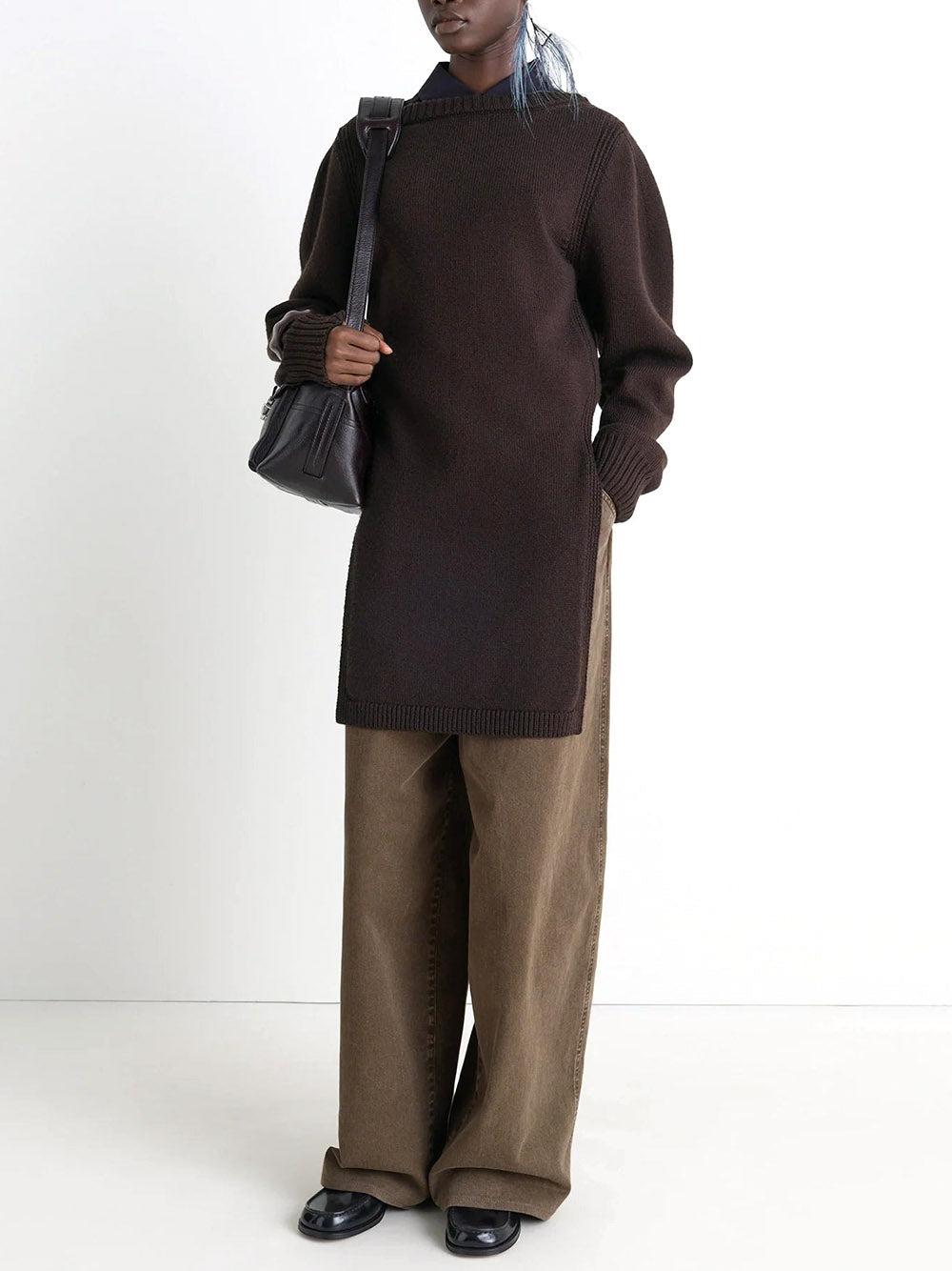 LEMAIRE mock neck jumper ブラウン S タグ付 ニットT Lemaire Mock Neck Sweatshirt - Dark Brown Melange | Garmentory