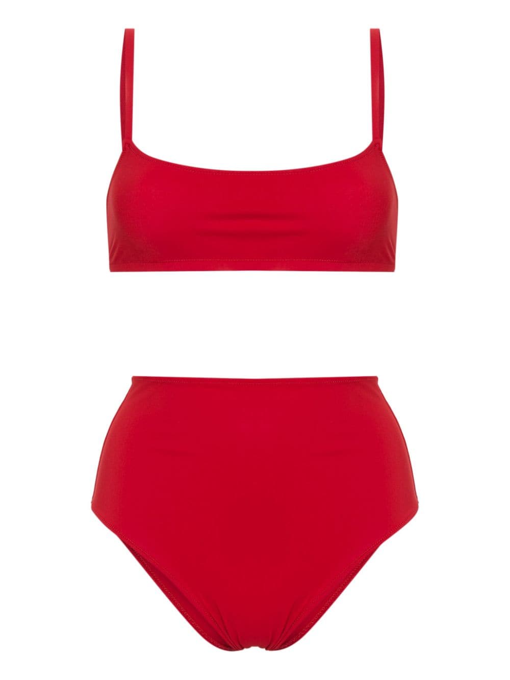 LIDO-HIGH WAISTED BIKINI WITH STRAIGHT NECKLINE TOP-