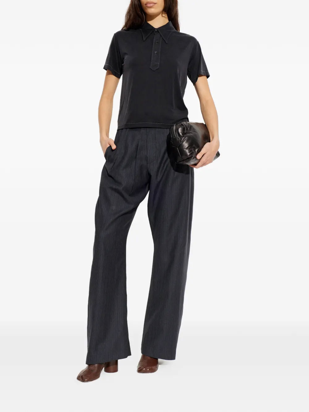 MAISON MARGIELA-button short-sleeve polo top-