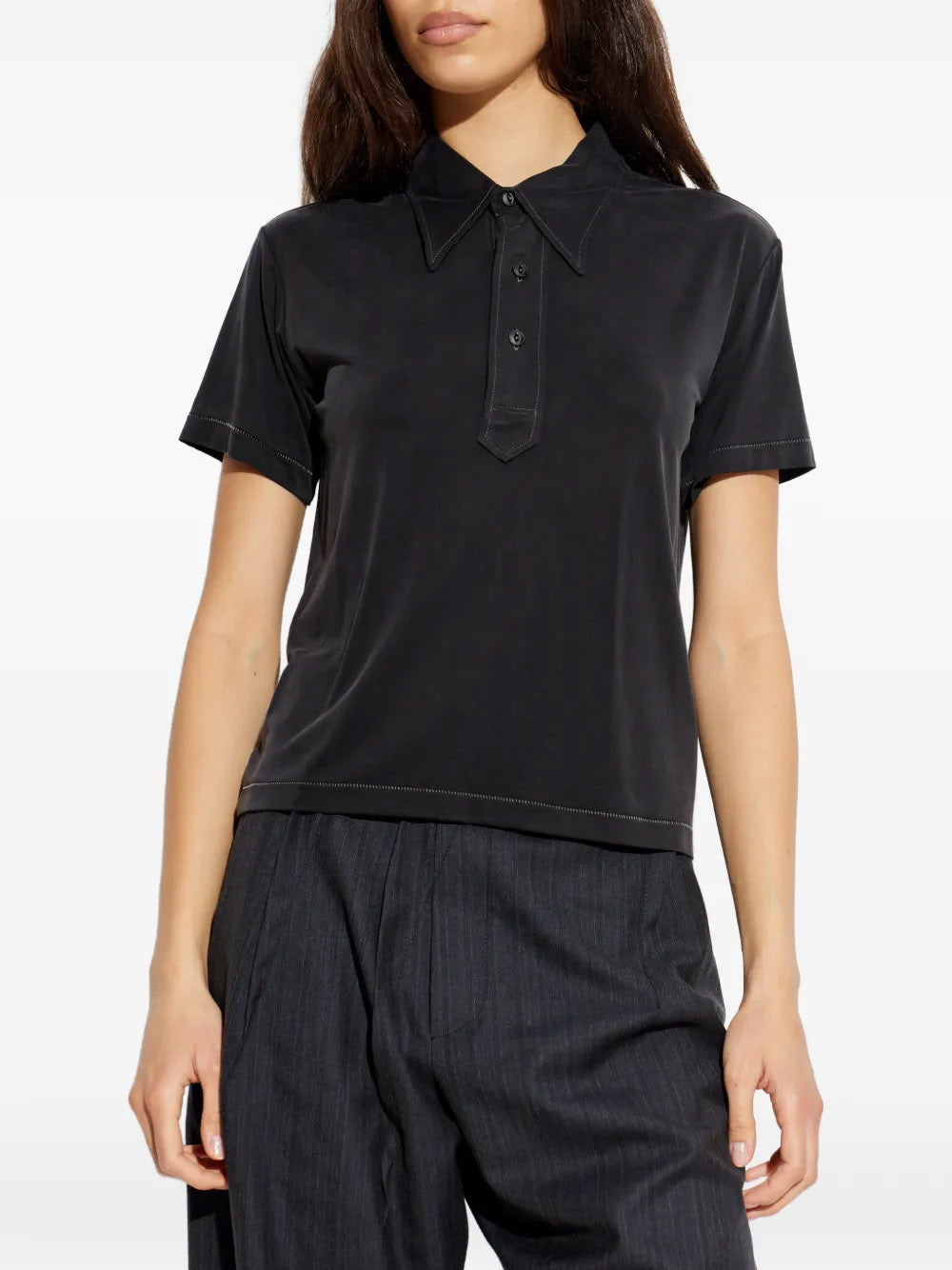 MAISON MARGIELA-button short-sleeve polo top-