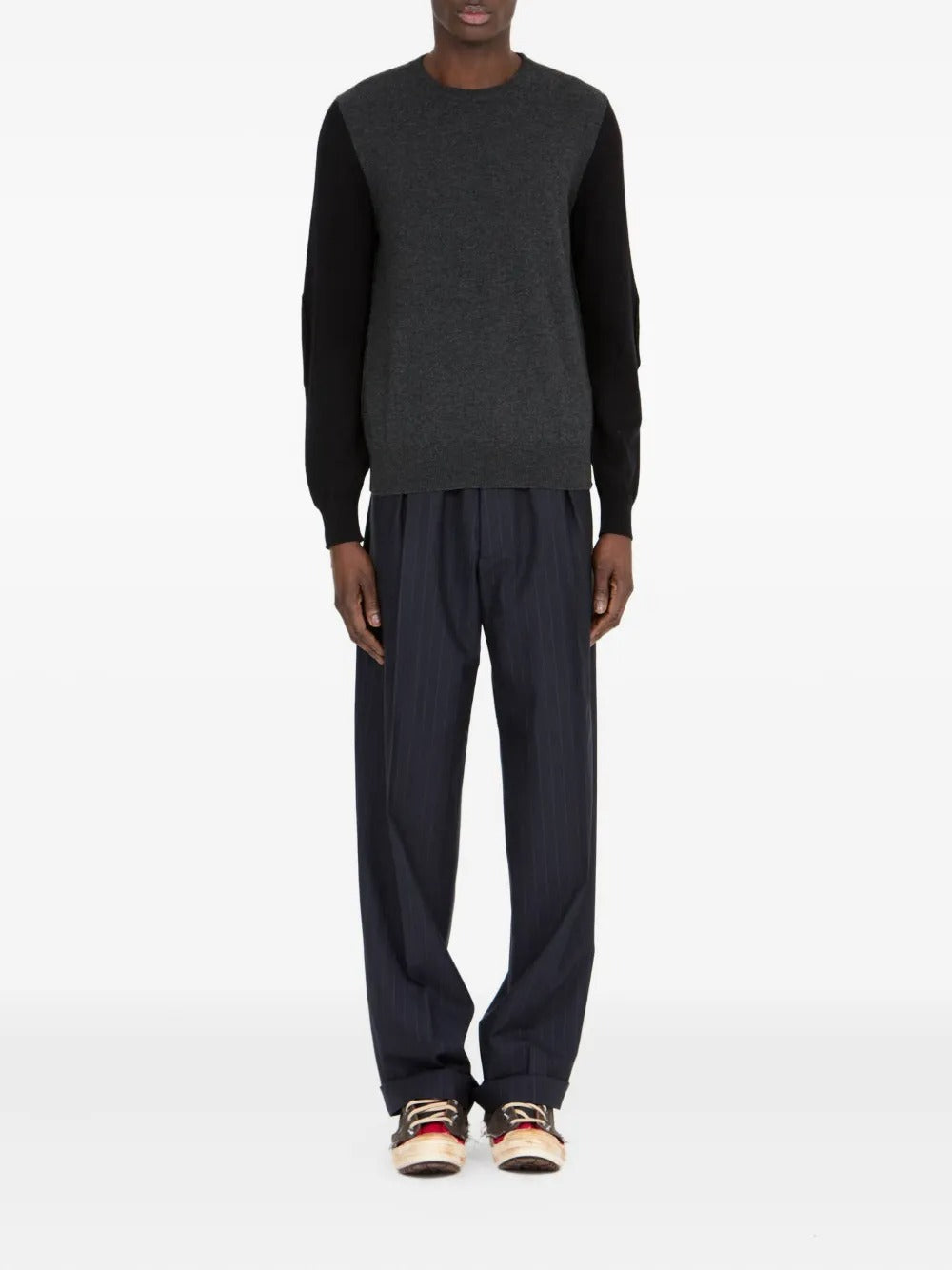 MAISON MARGIELA-contrast-panel wool sweater-