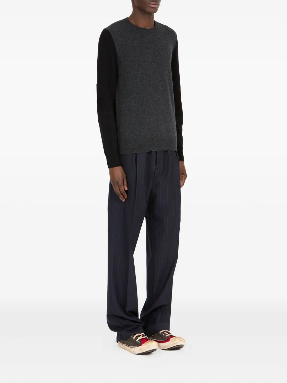 MAISON MARGIELA-contrast-panel wool sweater-
