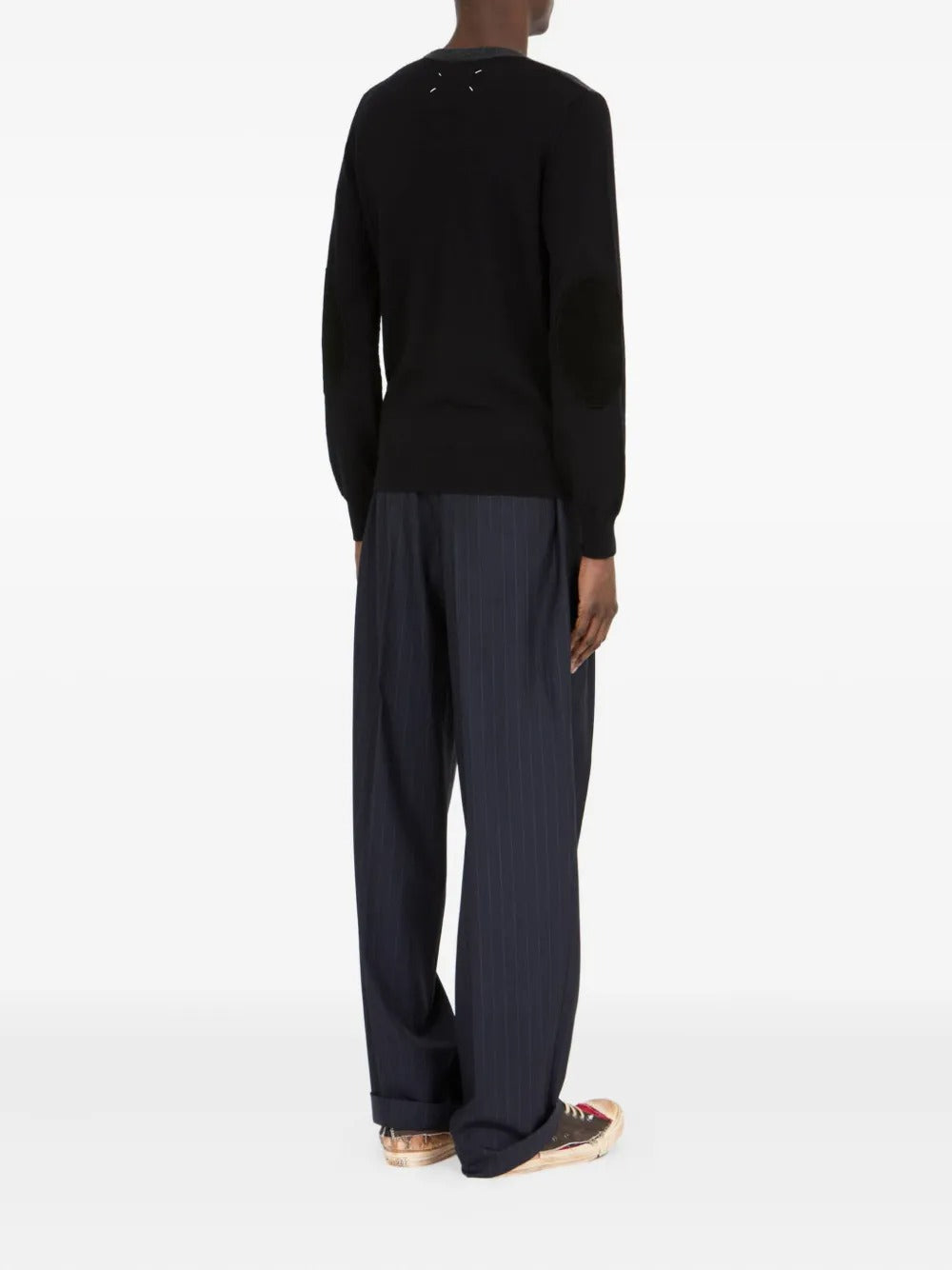 MAISON MARGIELA-contrast-panel wool sweater-