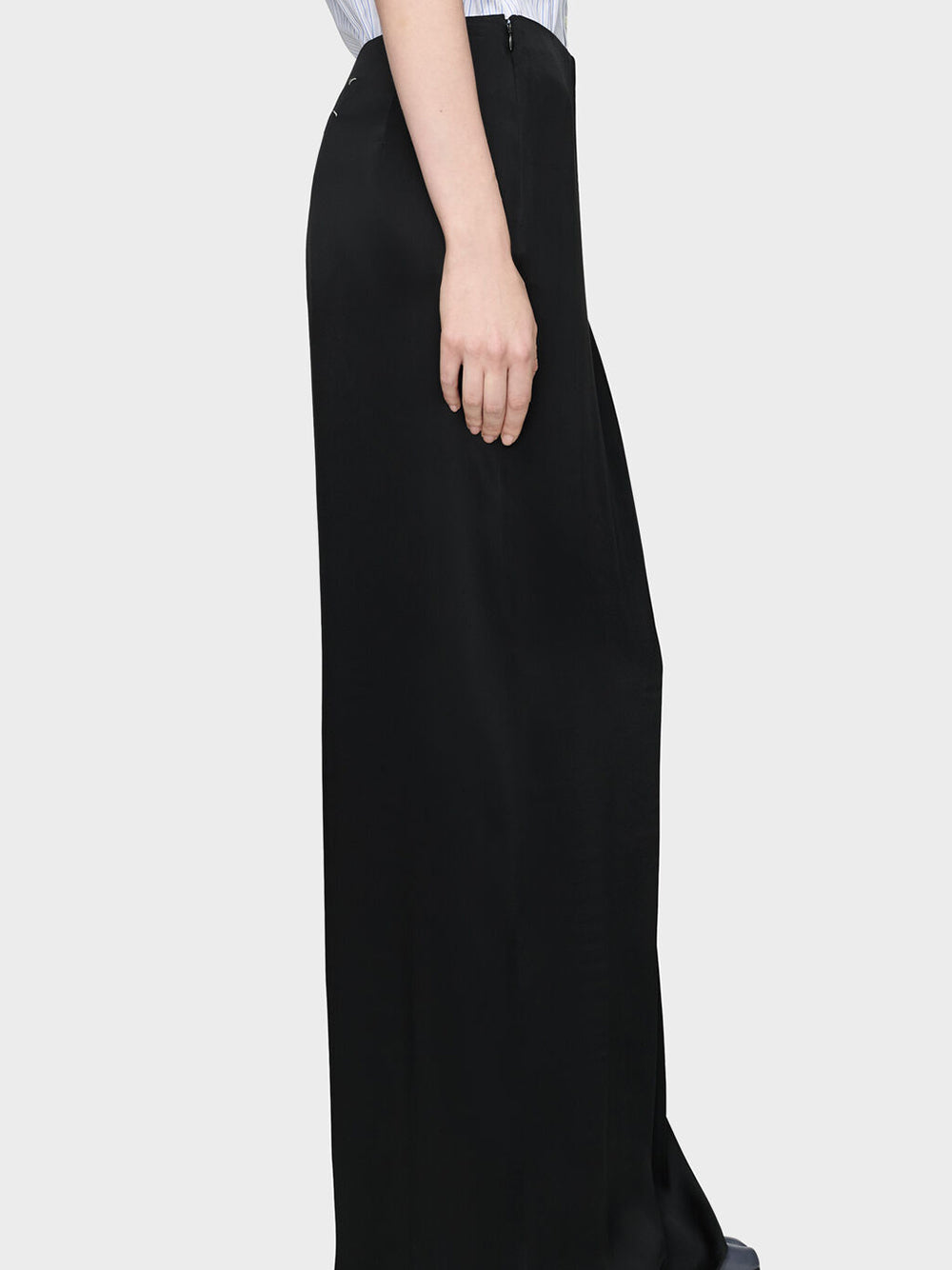 MAISON MARGIELA-DRAPED SATIN MIDI SKIRT-