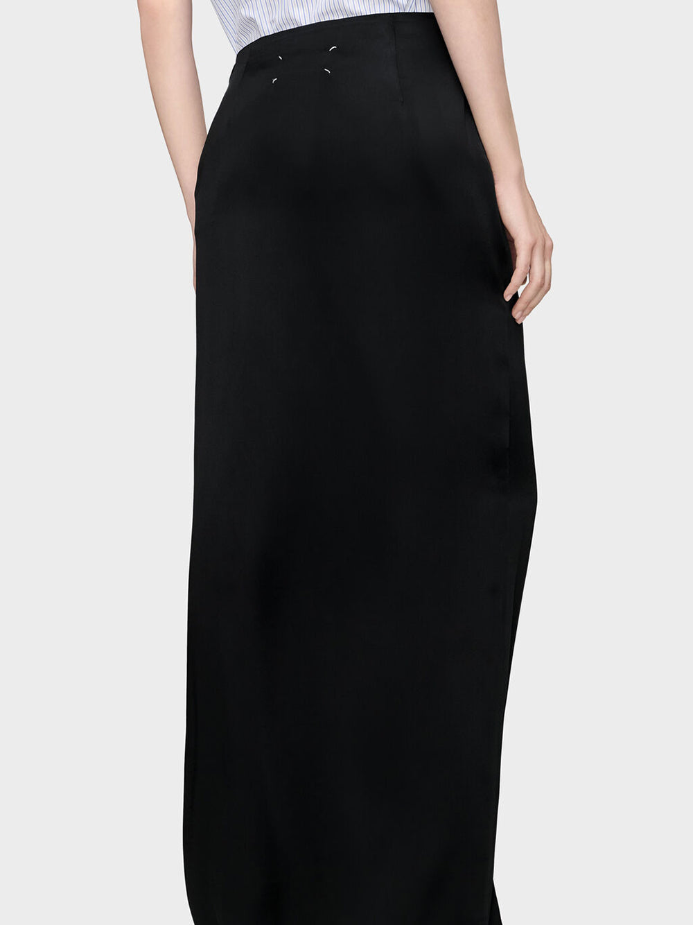 MAISON MARGIELA-DRAPED SATIN MIDI SKIRT-
