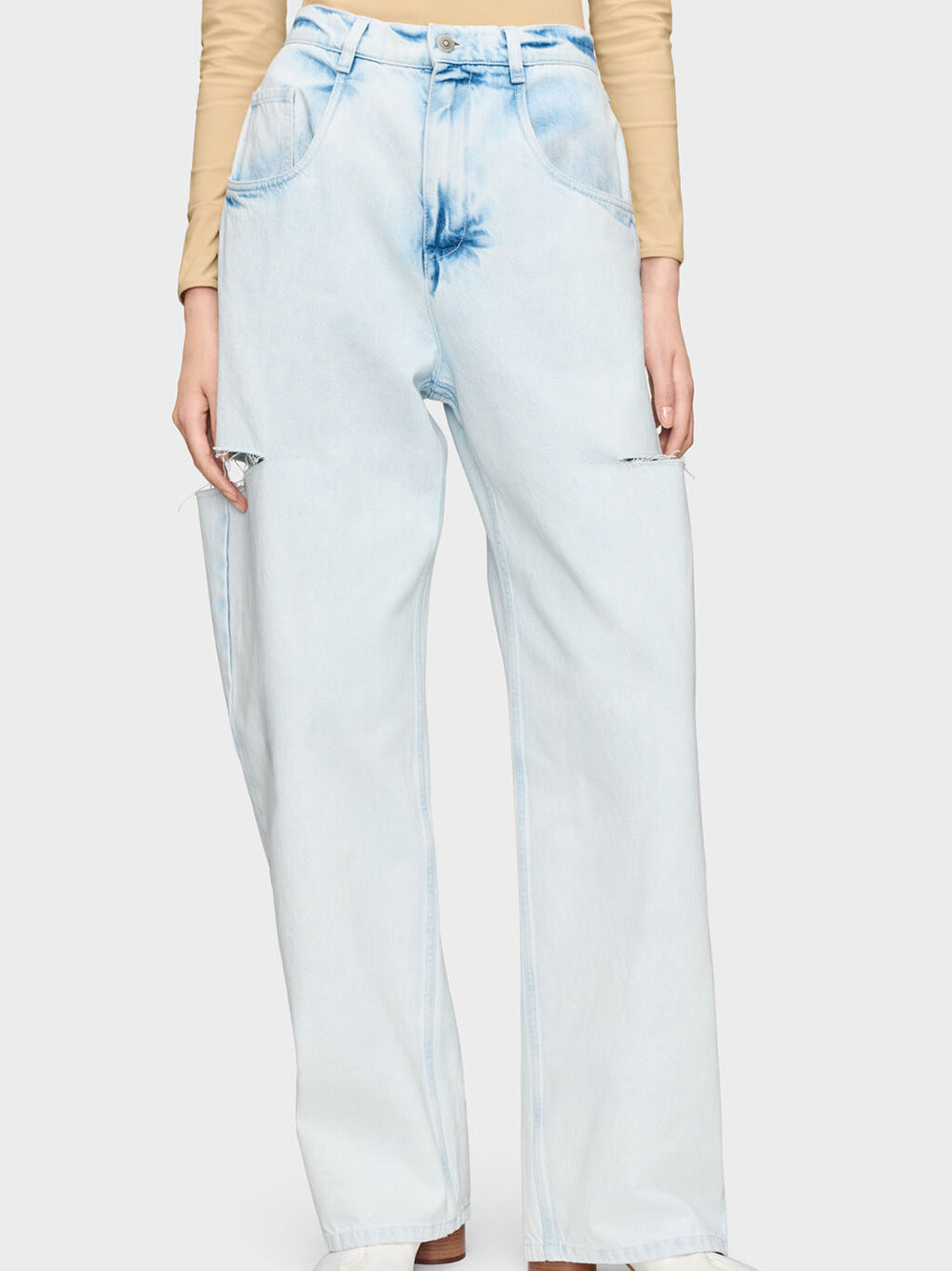 MAISON MARGIELA-CUTOUT DENIM TROUSERS-