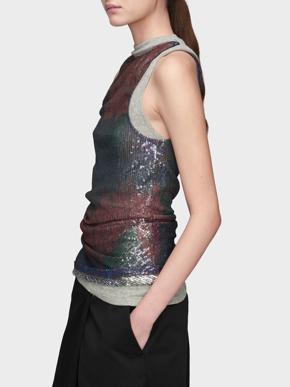 MAISON MARGIELA-SEQUINS DRAPED TOP-