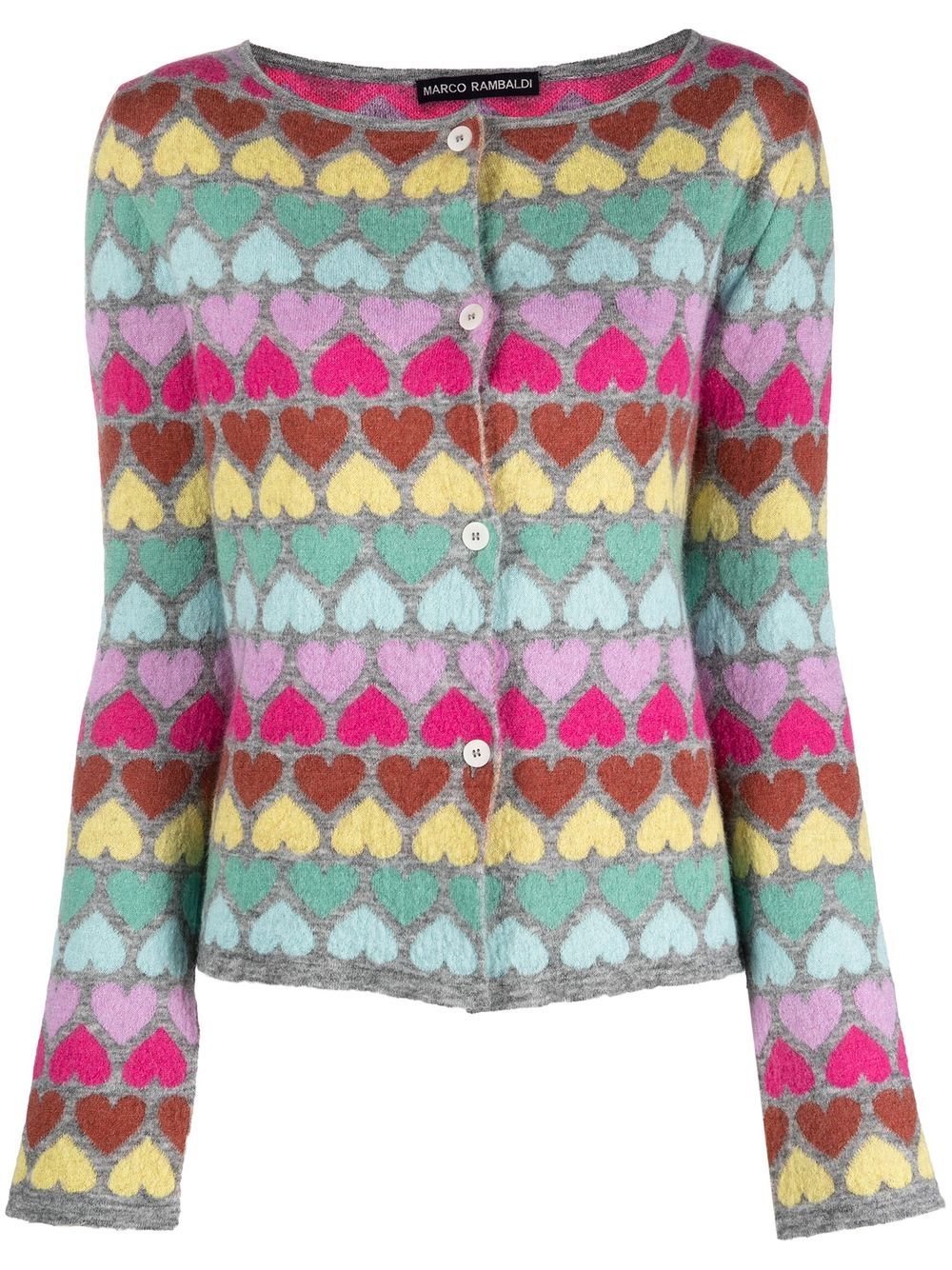 MARCO RAMBALDI-RAINBOW HEART KNITTED CARDIGAN-