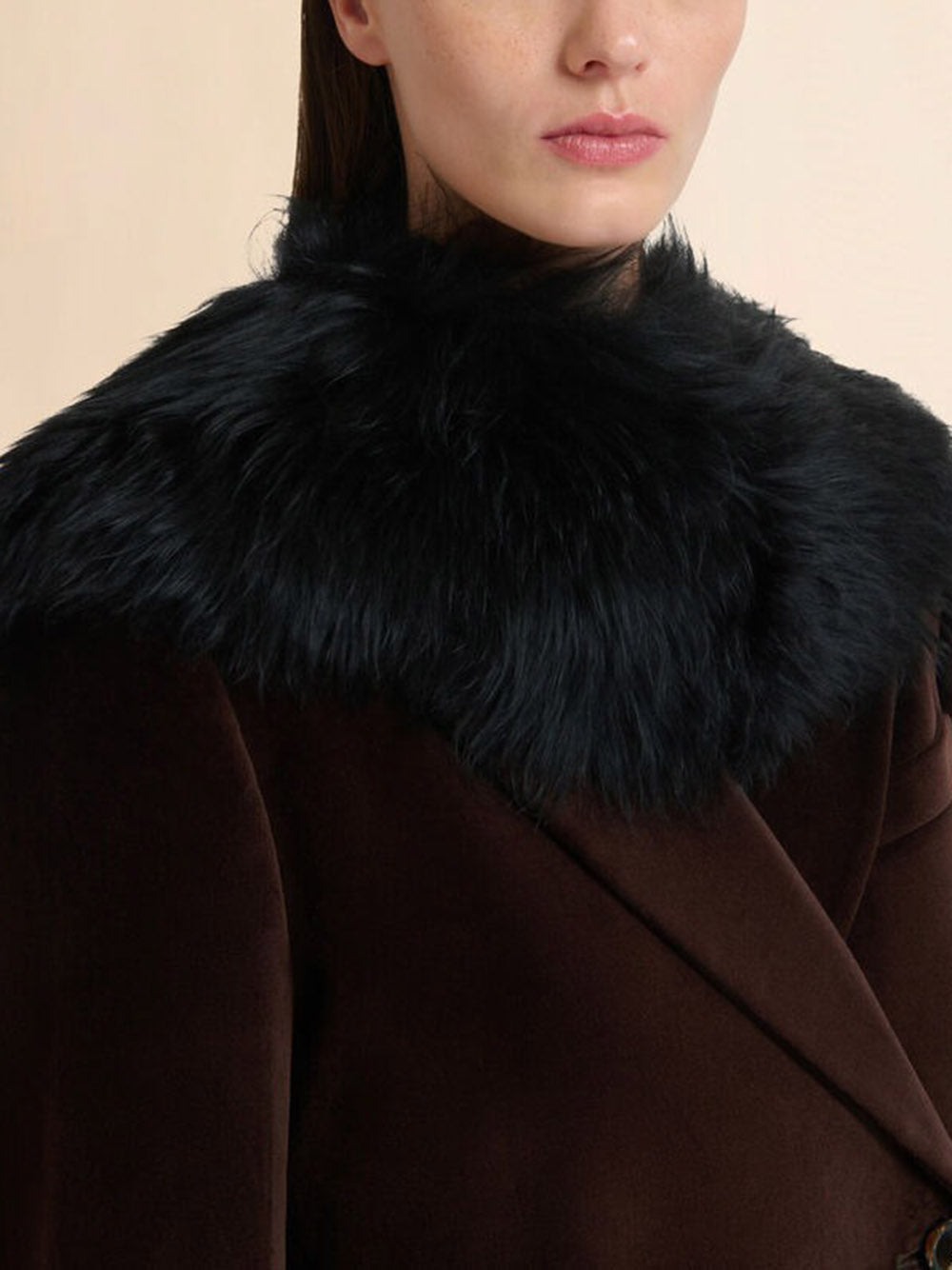MARNI-Black shearling collar-