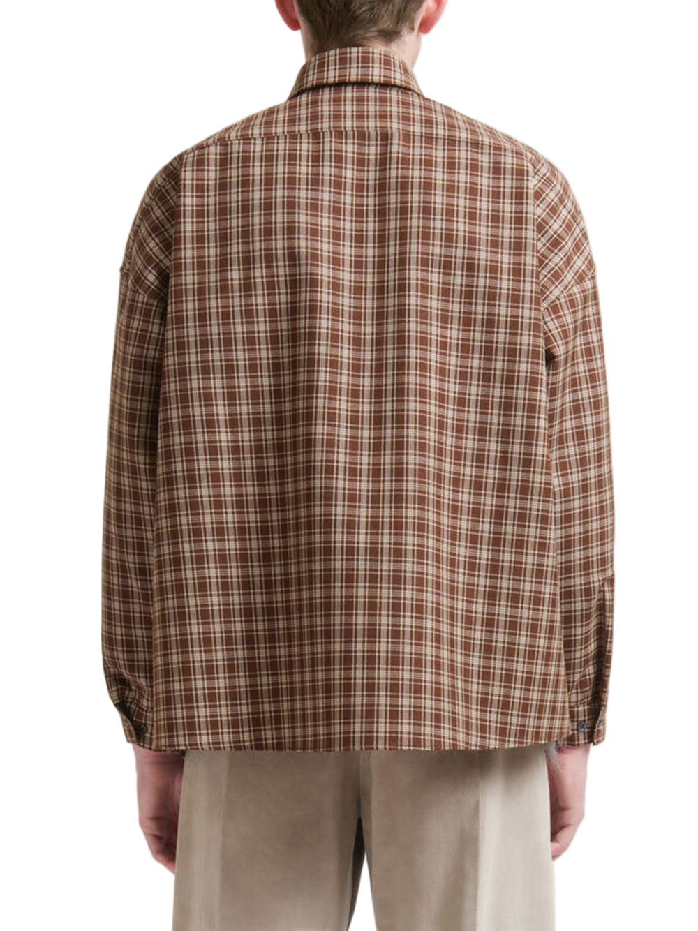 MARNI-Brown wool shirt with Marni Mending logo-