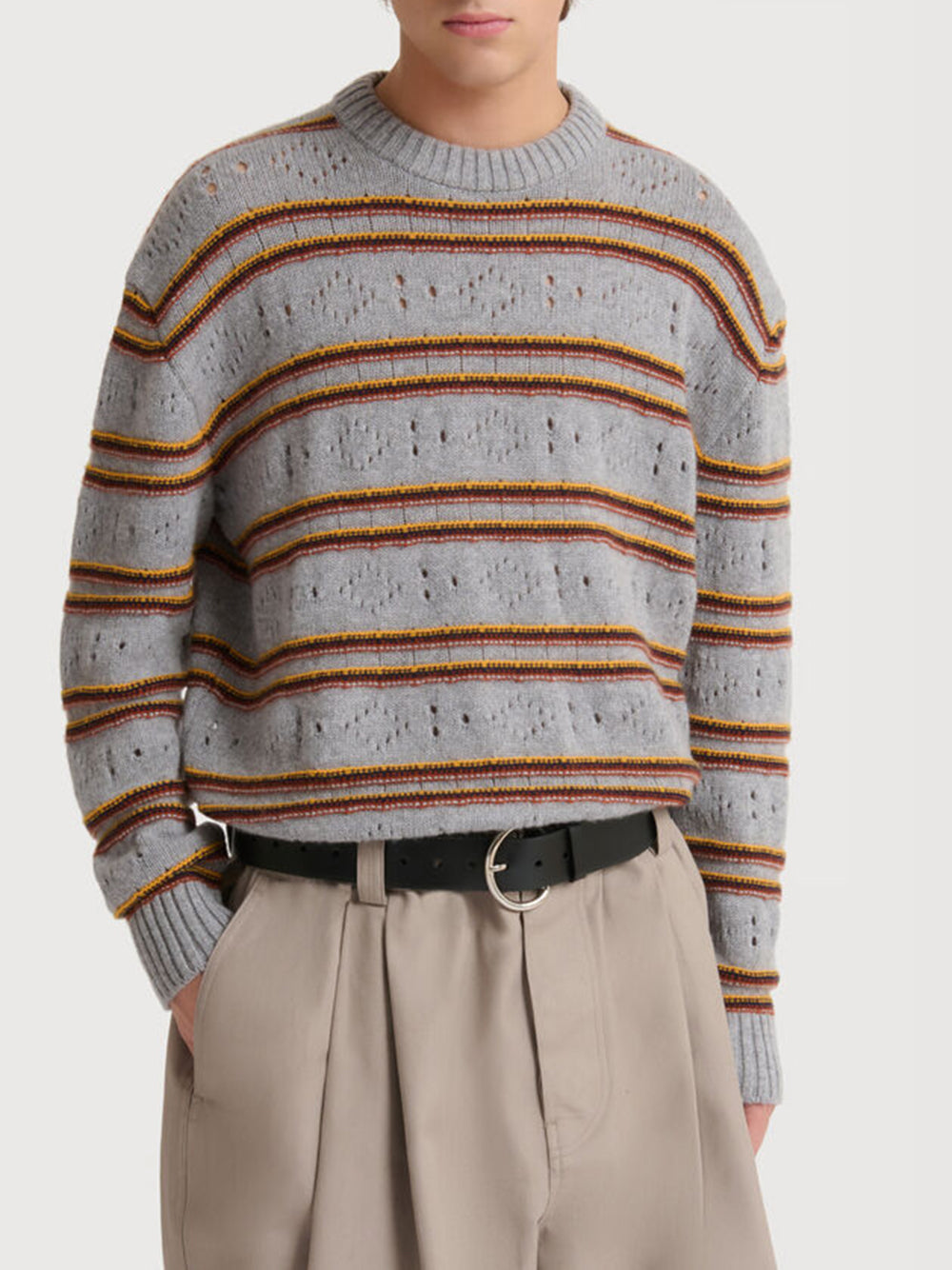 cashmere sweater with openwork workmanship