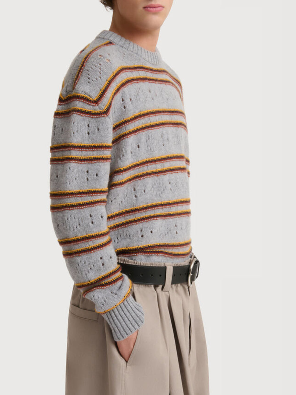 cashmere sweater with openwork workmanship