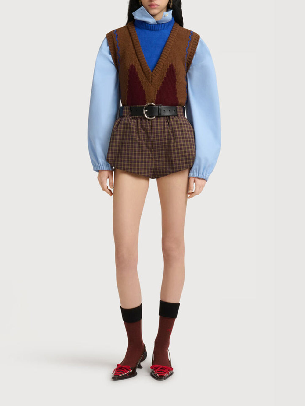 MARNI-checked poplin culottes-