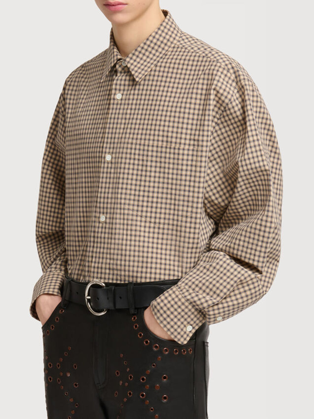 cotton shirt with micro checks