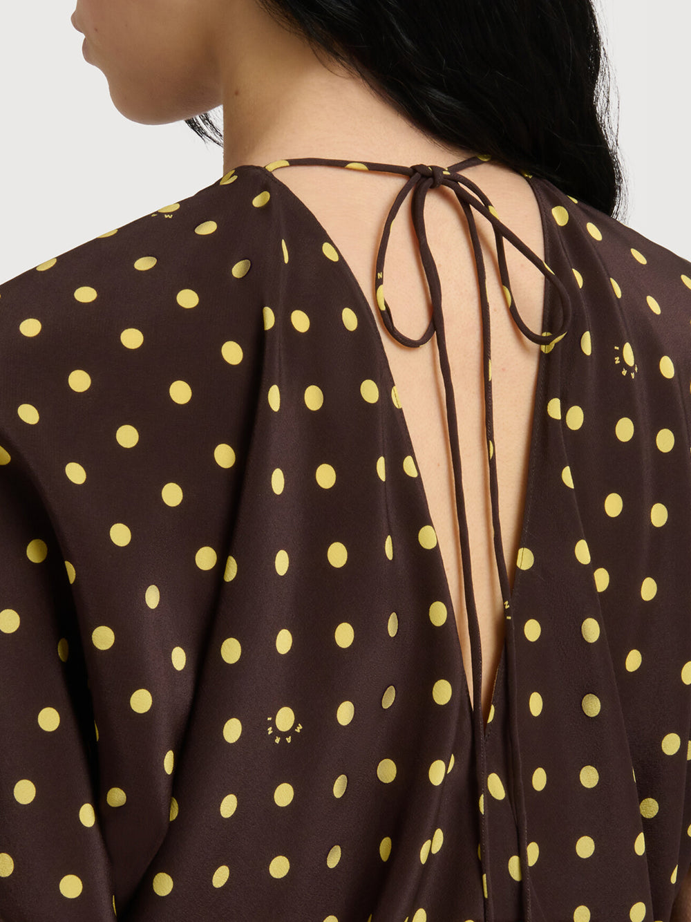crepe de chine dress with Polka Rhythm print