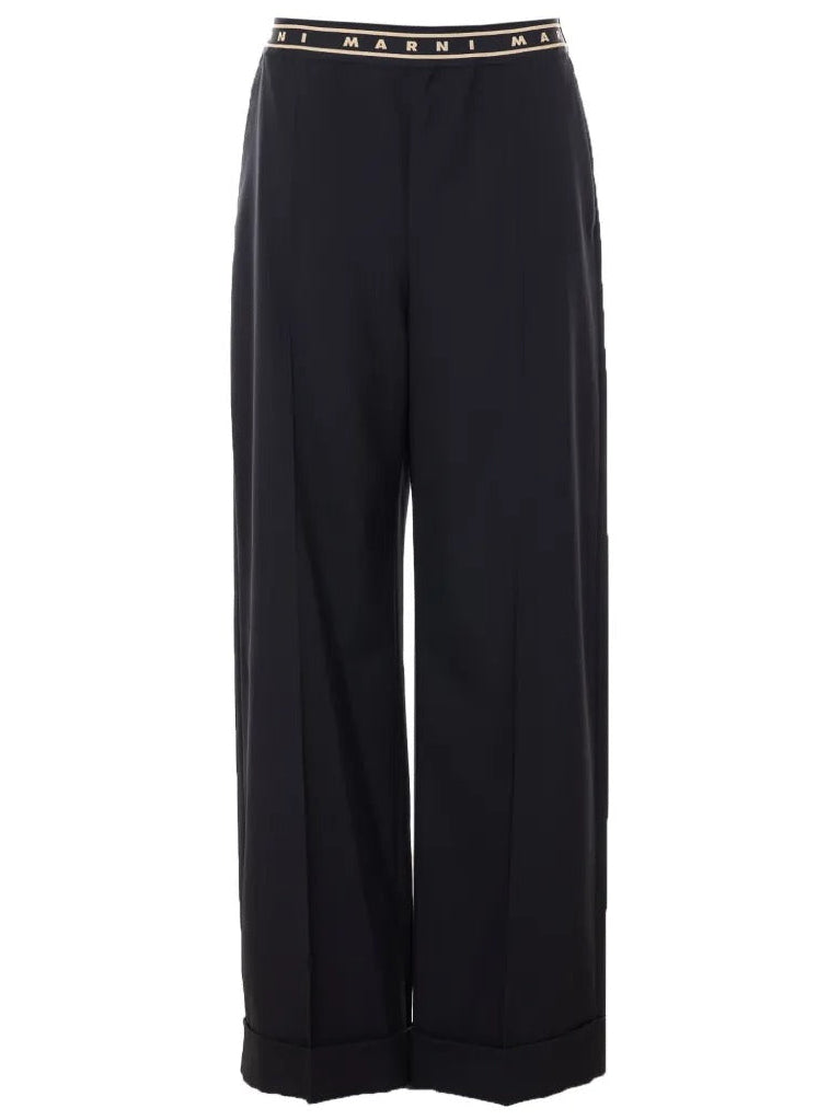 MARNI-elasticated logo-band trousers-