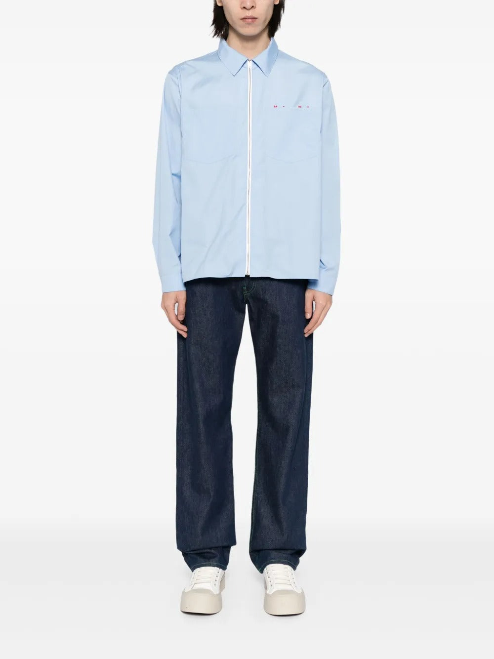 MARNI-hidden-logo poplin shirt-