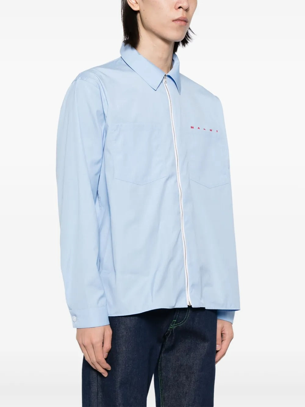 MARNI-hidden-logo poplin shirt-