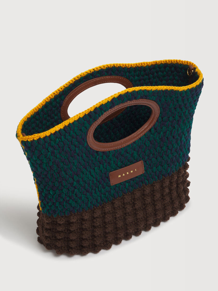 Knotty clutch in brown crochet wool