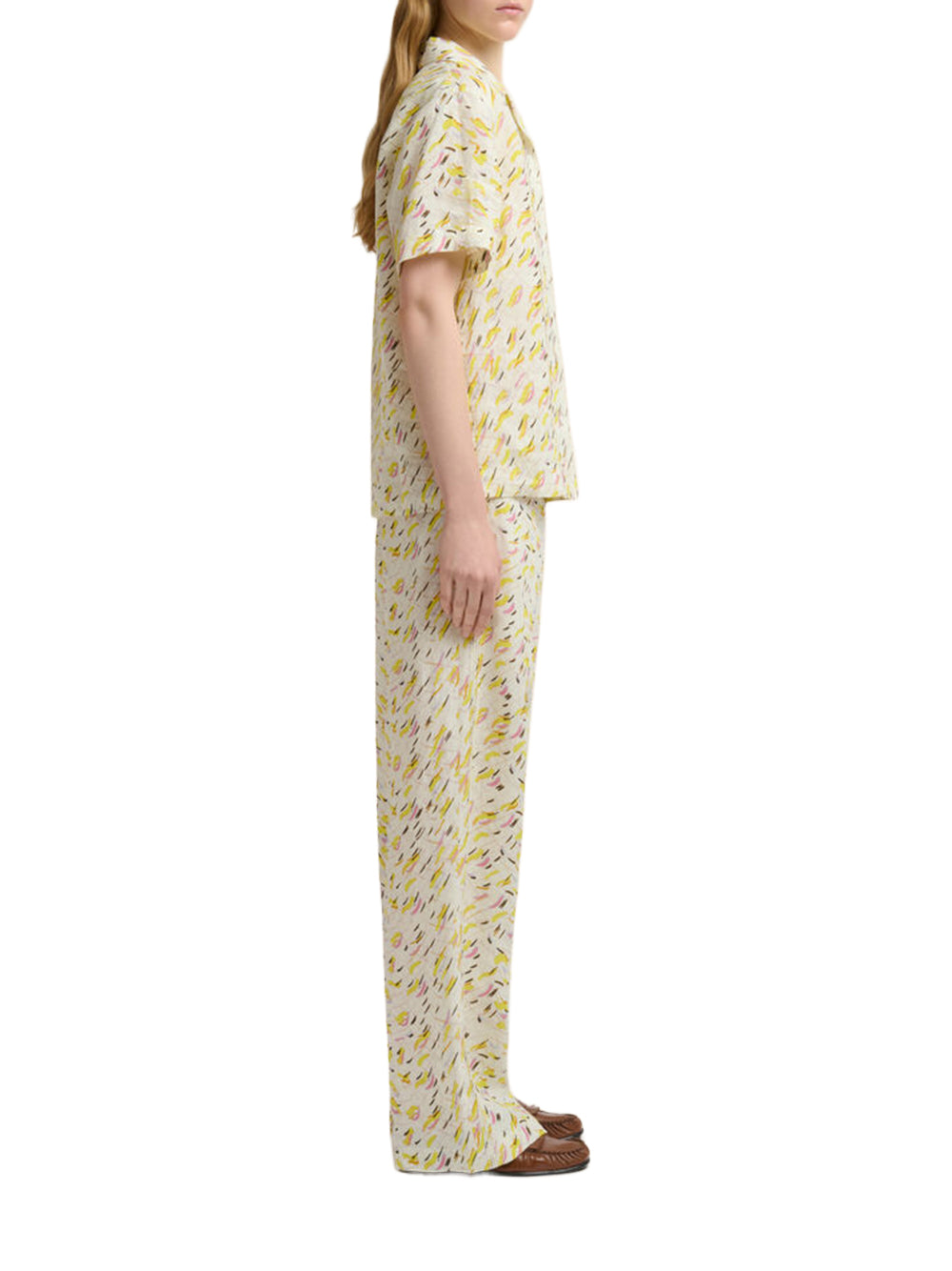 MARNI-linen trousers with Brushstroke Wave print-