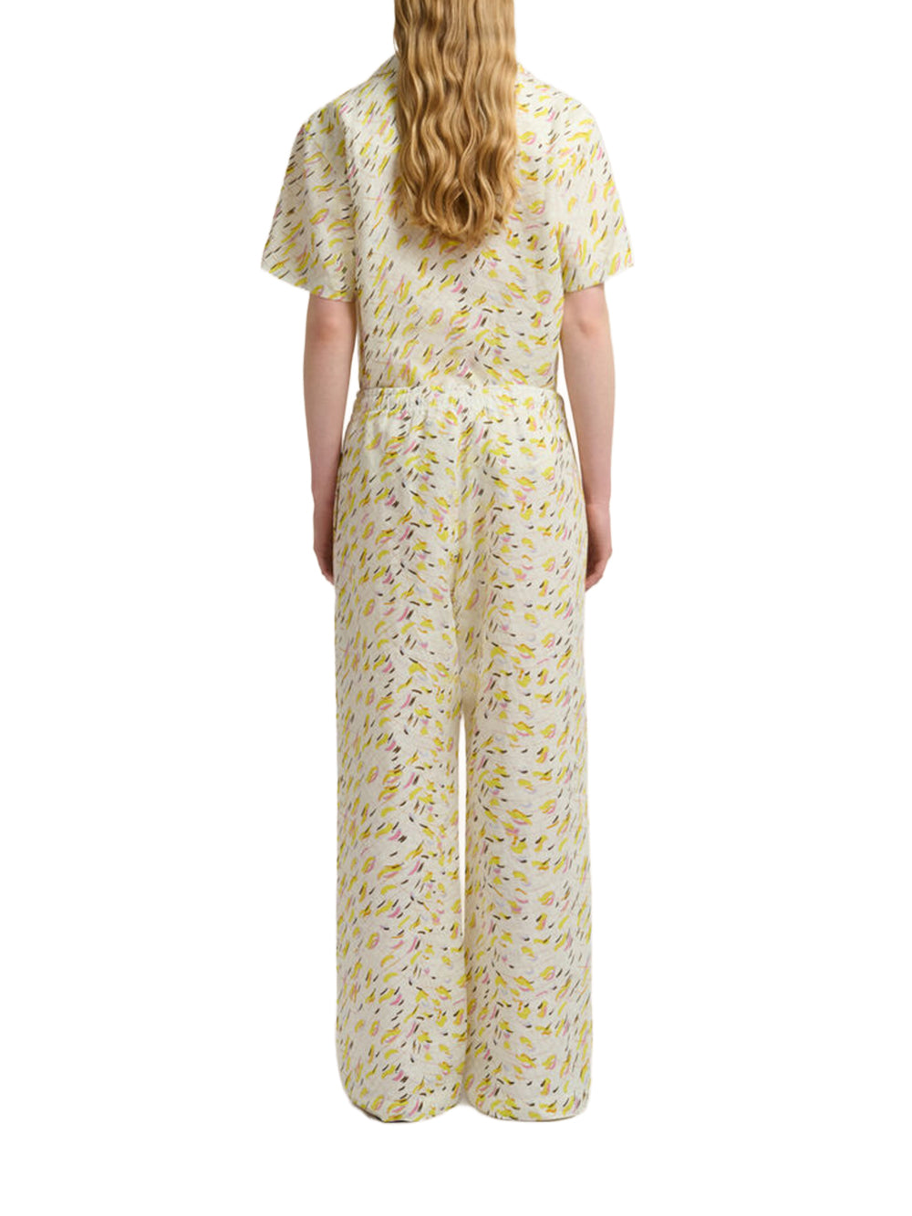 MARNI-linen trousers with Brushstroke Wave print-