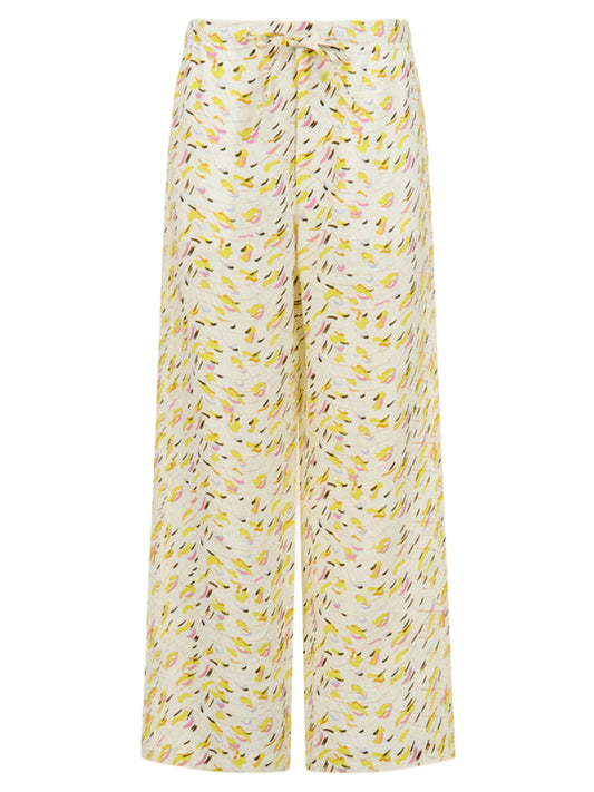 MARNI-linen trousers with Brushstroke Wave print-