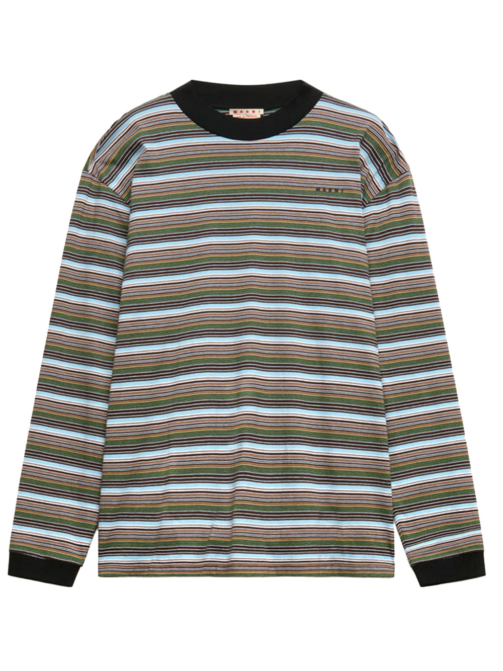 MARNI-Multicolor striped cotton long-sleeved T-shirt-