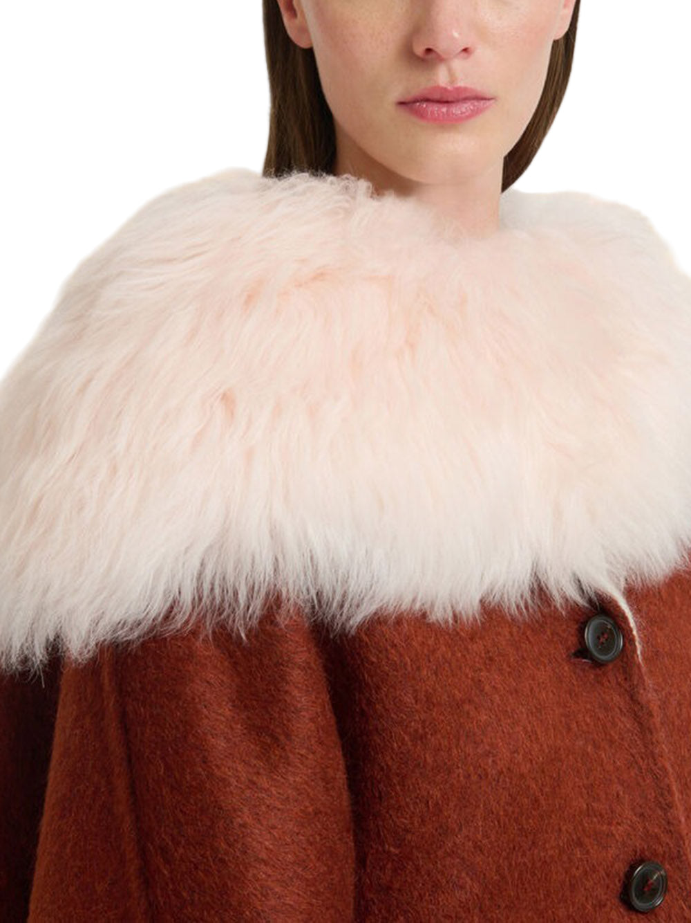 MARNI-Pink shearling collar-