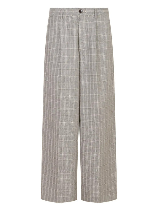pleat tartan-pattern trousers