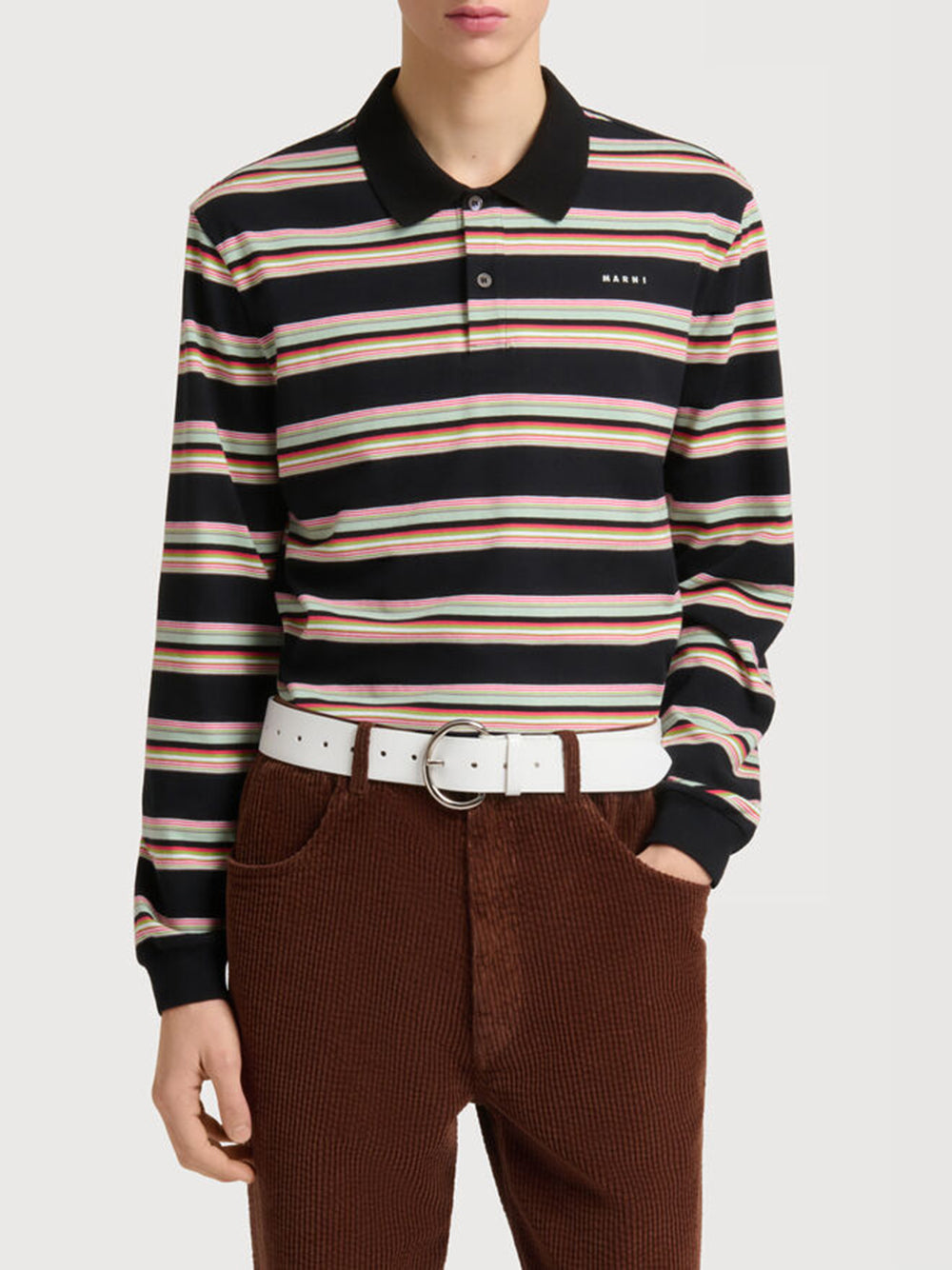 striped cotton polo shirt