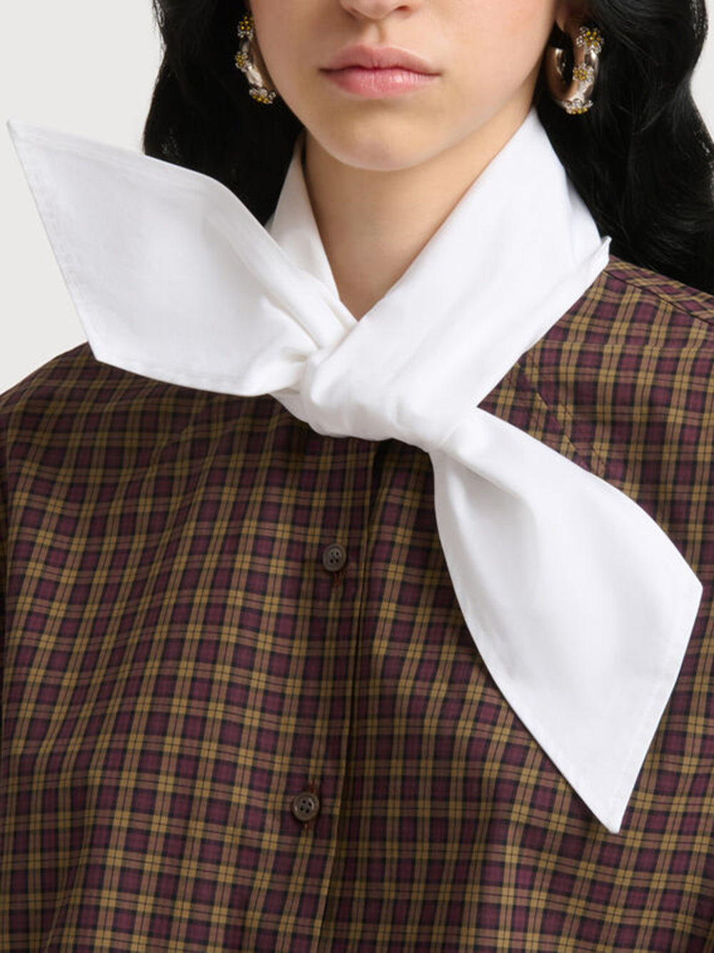 poplin shirt with scarf collar