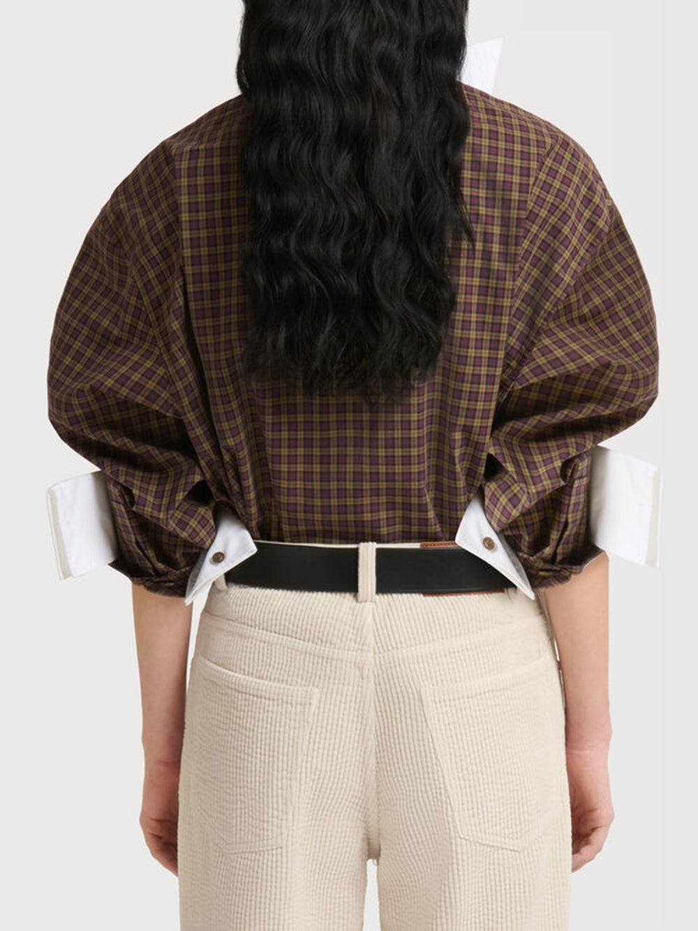 poplin shirt with scarf collar