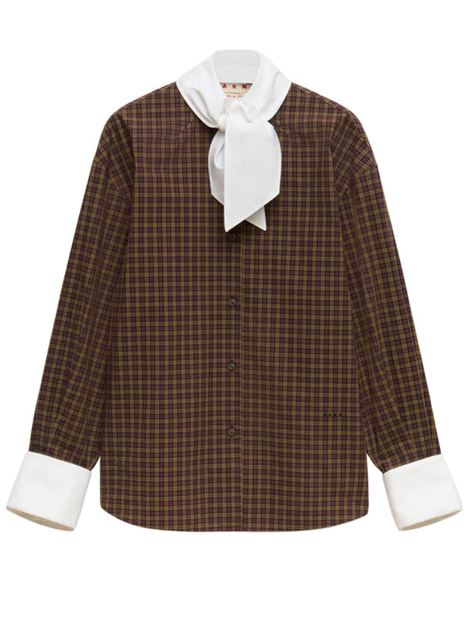 poplin shirt with scarf collar
