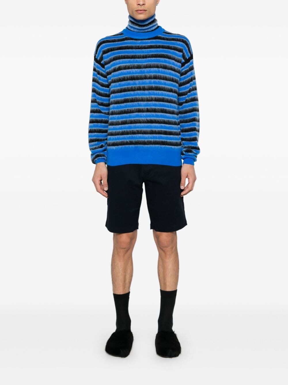 MARNI-ROUNDNECK SWEATER WITH MULTICOLOR STRIPES-