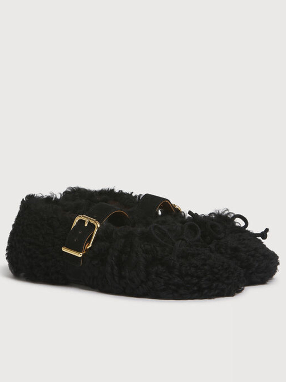shearling ballerina with buckle