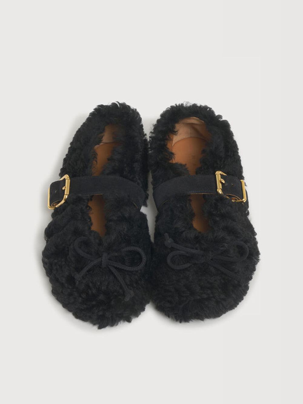 shearling ballerina with buckle