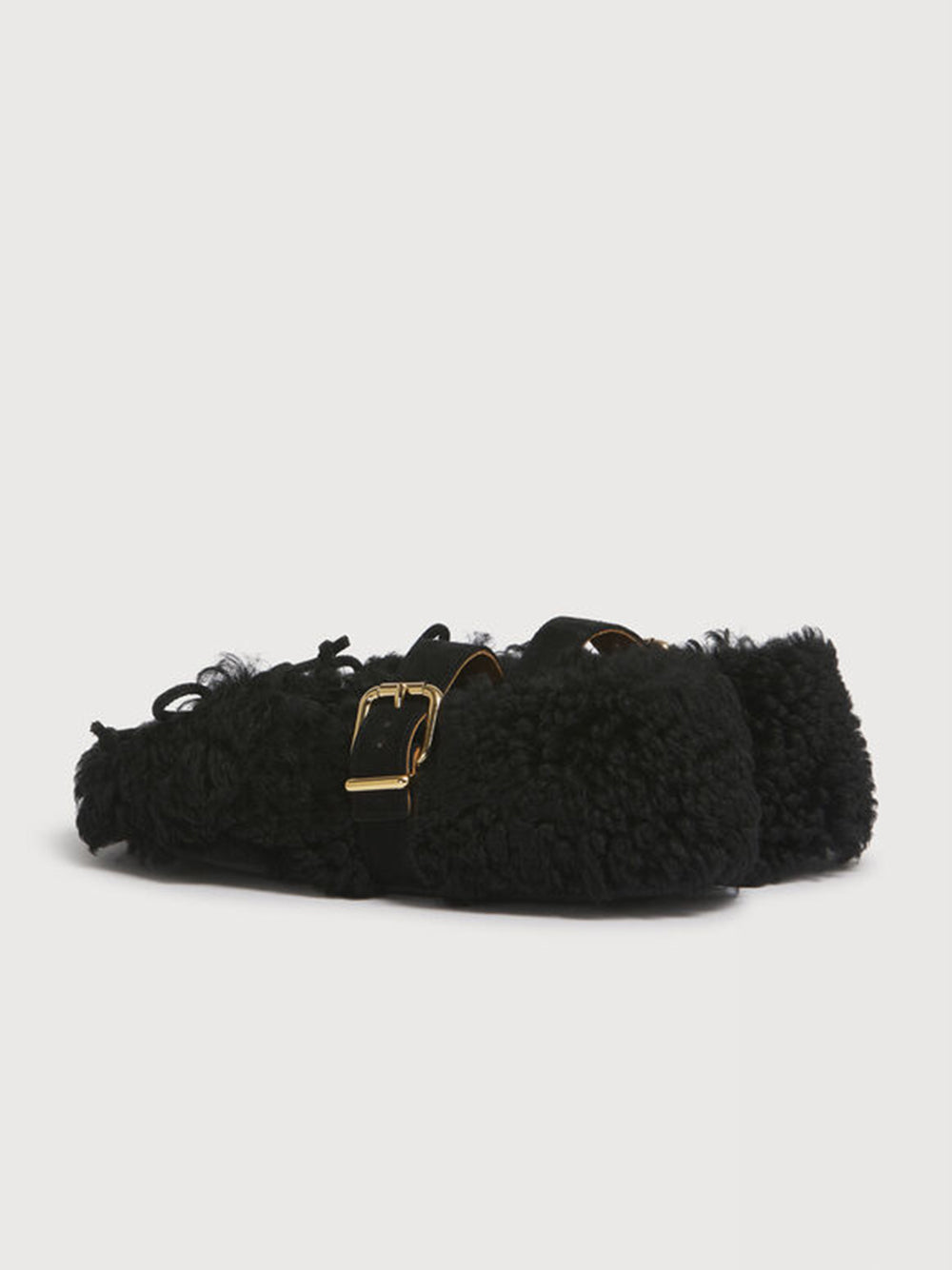 shearling ballerina with buckle