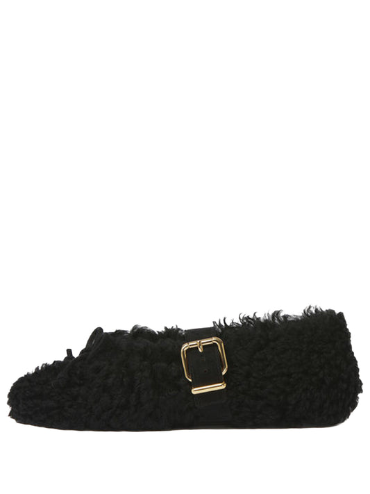 MARNI-shearling ballerina with buckle-