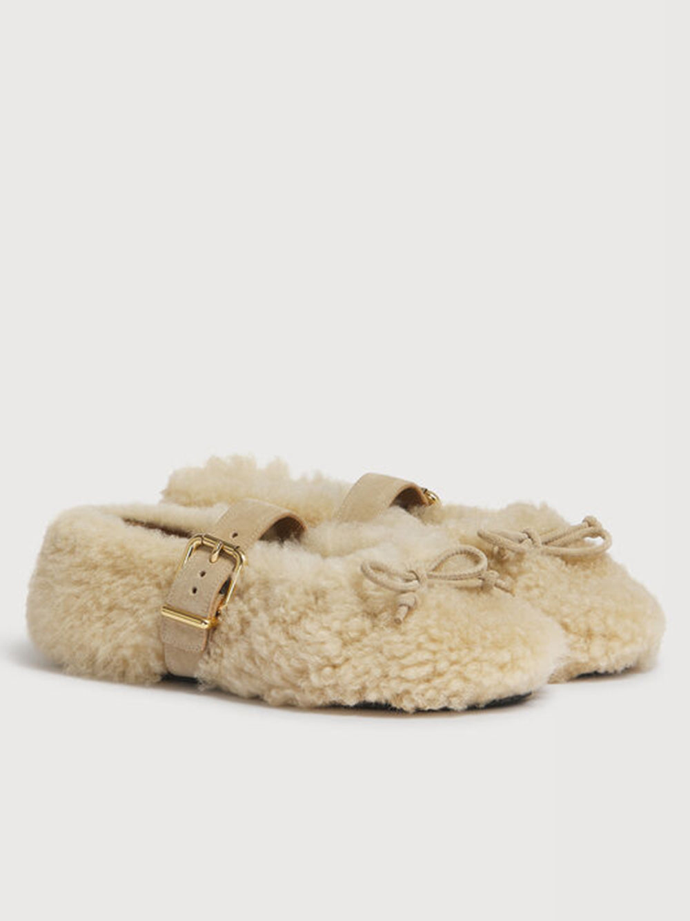 shearling ballerina with buckle
