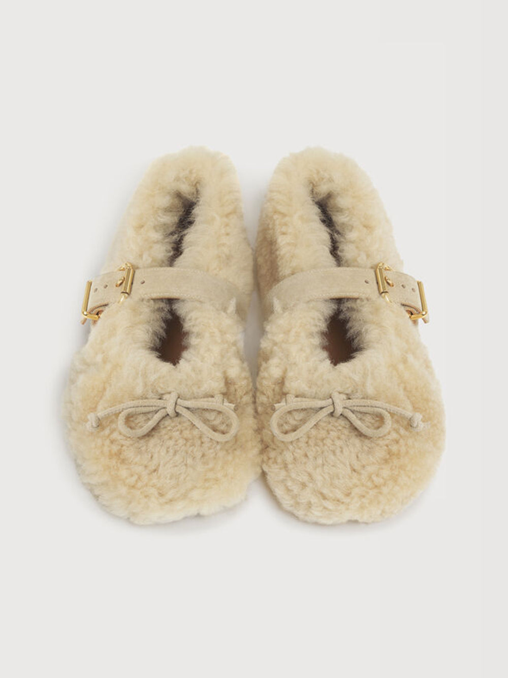 shearling ballerina with buckle