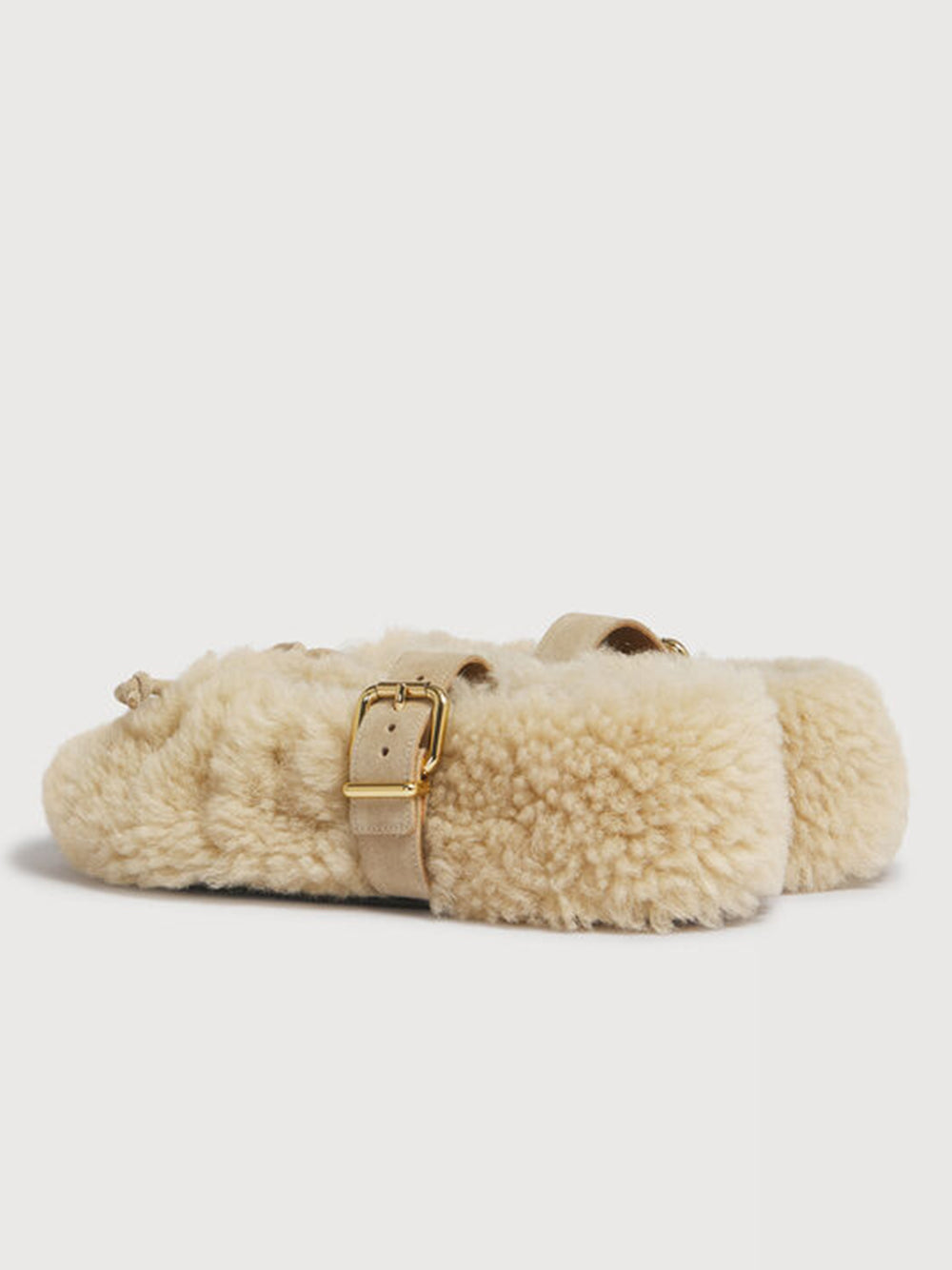 shearling ballerina with buckle