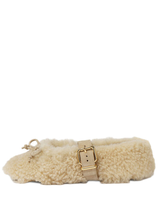 MARNI-shearling ballerina with buckle-