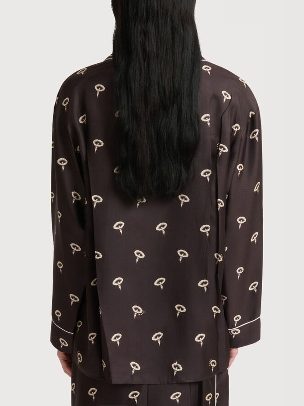 silk twill pajama shirt with floral print