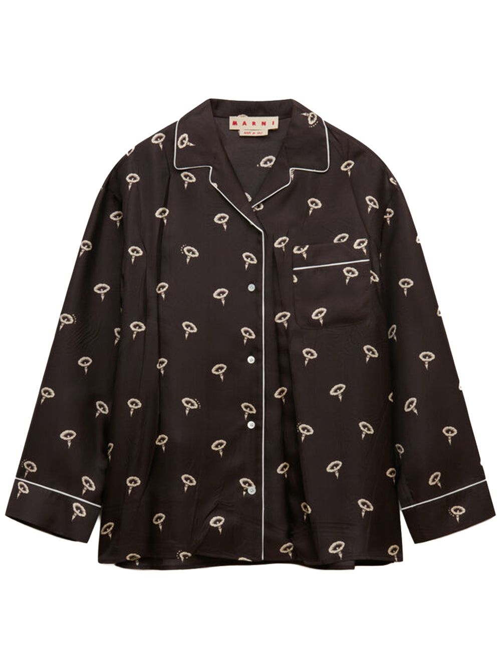 silk twill pajama shirt with floral print