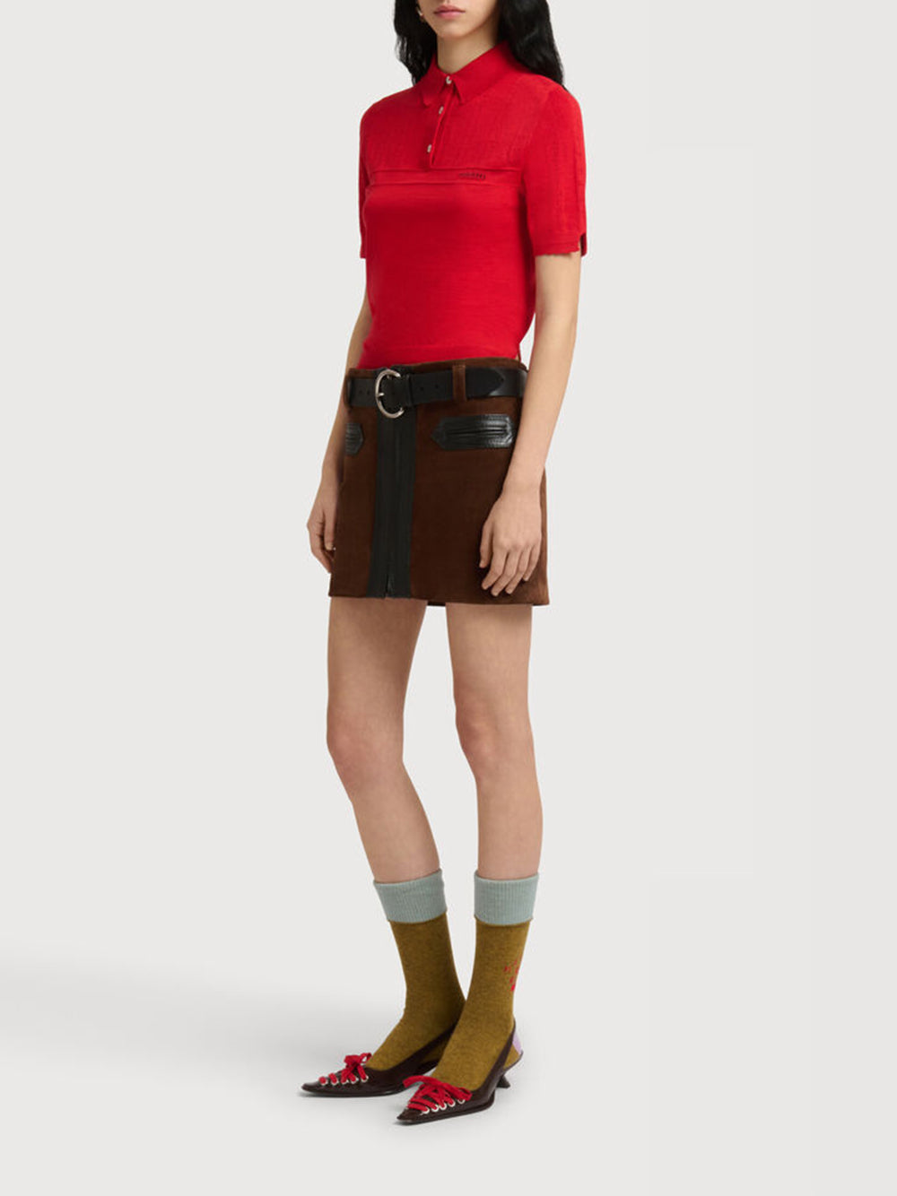 suede miniskirt with zip